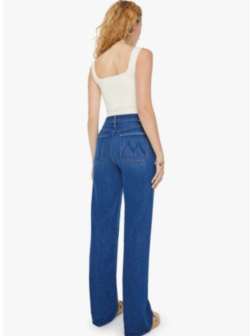 MOTHER Patch Maven Heel Wide Leg Jean 31 NWT Coastal Colors Faded Stretch Denim - Picture 4 of 16